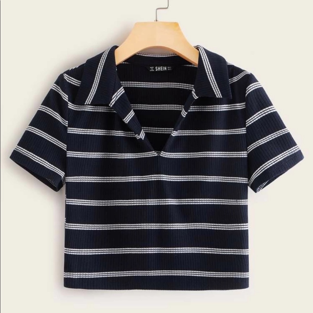 SHEIN collared crop top